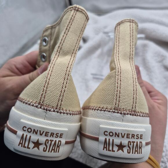 NEW Converse Chuck Taylor All Star Lift Platform high-top sneakers Sesame Size 5 - Picture 6 of 8